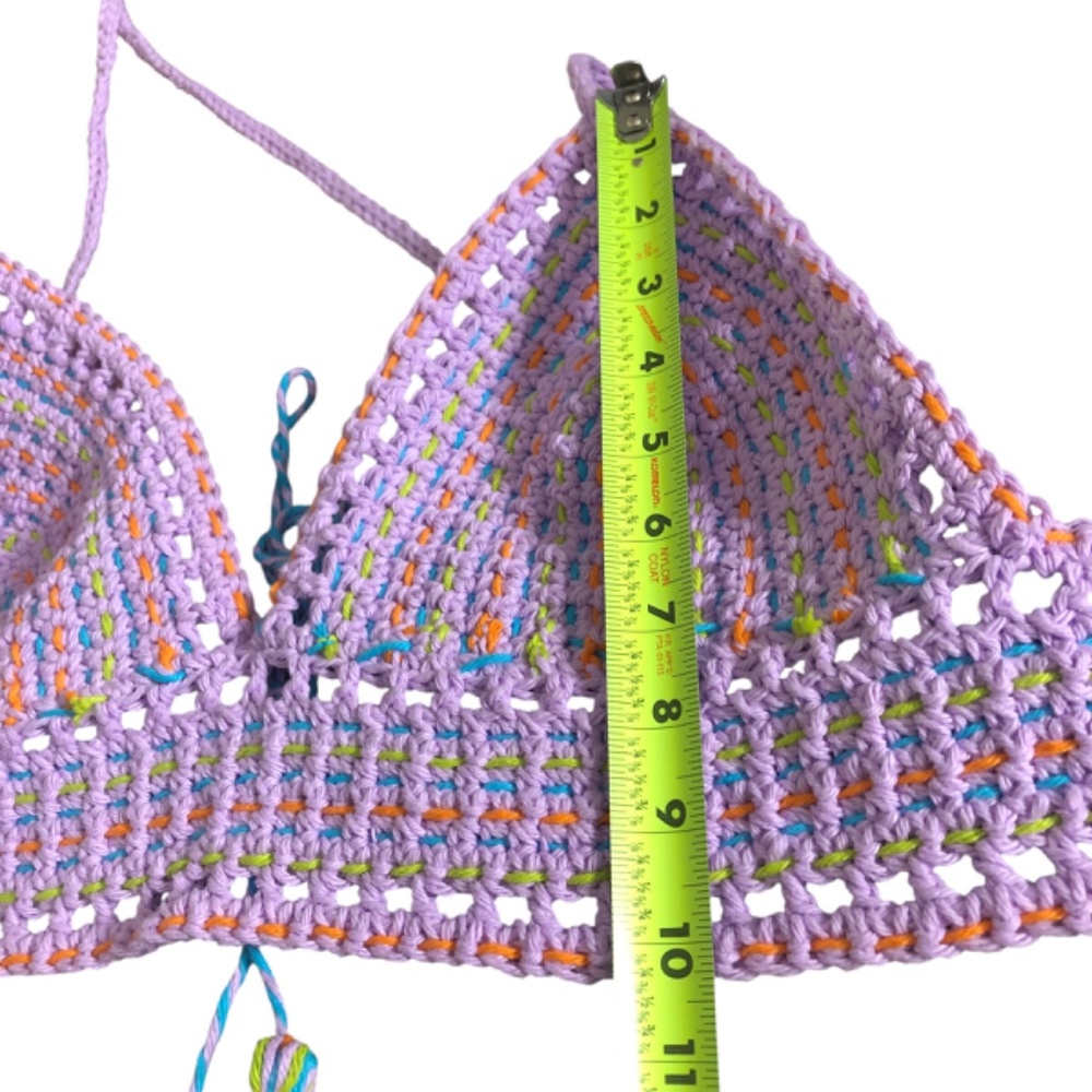 Elegant Handmade Crochet Crop Top – Bohemian Festival Bralette w/Tassels - Picture 9 of 17